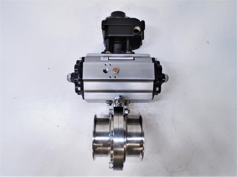 Top Line 4" 316L Sanitary Ball Valve w/ Radius Actuator and Limit Switch Box